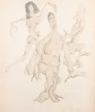 Dominic Fels, Abstract Figures, Watercolour and pencil