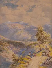 Charles Rowbotham, Pair Of Continental Mountain Lanscapes, Watercolours