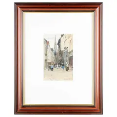 Mary Evelina Kindon, A French Street View, Church Spire In Background, Watercolour