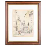 Emerson Harold Groom, Paris Street Scene, Watercolour and chalk