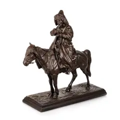 Artemi Ober, , A Cast Iron Figure Of A Kyrgyz On Horseback Smoking A Pipe, 1872, sculpture