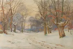 Walter Follen Bishop, Woodland Path In Winter, Watercolour