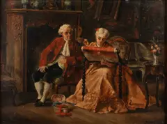 Louis Dansaert, Interior Scene, Oil on panel