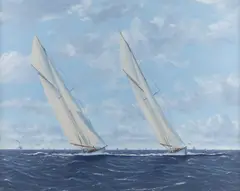 Ron Charles Mitchell, Vigilant Vs Valkyrie, Americas Cup 1893, Oil on canvas