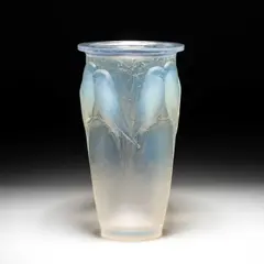 René Lalique, René Lalique (French, 1860-1945), A Large 'Ceylan' Vase, Designed 1924, glass, press-moulded, frosted and polished with blue staining, wheel-cut R