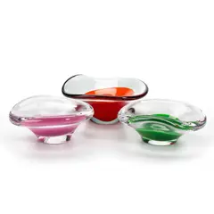 Kosta, Vicke Lindstrand For Kosta, Three Free-Form Coloured And Clear Glass Bowls, Circa 1950S, glass