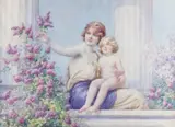 William Forbes Ashburner, Mother And Child Seated In A Classical Landscape, Watercolour
