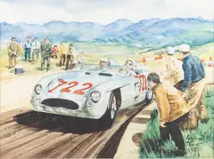 Michael Turner, Stirling Moss In The Milla Miglia, 1955, 1955, Watercolour