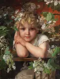 Paul Wagner, Portrait Of A Child Surrounded By Blossom, Oil on canvas