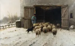 Cornelis Westerbeek, Bringing In The Flock, Oil on canvas