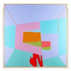 Laimonis Mierins, Dash Of Red Abstract, Oil on canvas