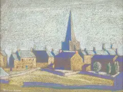 Stanley Royle, Town View With Church, Pastel