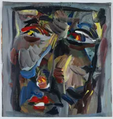 Hasan Hourani, Untitled (Face), oil on canvas