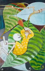 Hasan Hourani, Untitled (Female Figure), acrylic on canvas