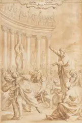 Ciro Ferri, St Paul Preaching At Athens, pencil