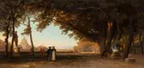 Auguste Anastasi, View Across The Giardino Degli Aranci, Rome, oil on panel