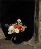 William Nicholson, Mixed Flowers In A Black Jug, oil on canvas