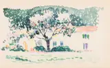 Henri-Edmond Cross, A Tree In Blossom With Cottages Behind - Recto; Study Of A Tree - Verso