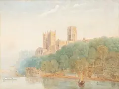 Edward Hastings, Durham Cathedral From Across The River, pencil and watercolour heightened with bodycolour