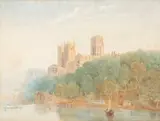 Edward Hastings, Durham Cathedral From Across The River, pencil and watercolour heightened with bodycolour