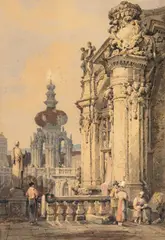 Samuel Prout, View Of The Zwinger, Dresden, watercolour image:
