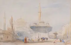 Thomas Allom, The Fountain And Square Of St. Sophia, Constantinople, watercolour