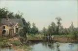 Maurice Levis, Le Mois D'Aout Au Moulin De La Vallais (Normandie), oil on panel