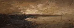 The Coast At Night by George William Whitaker, oil on panel, sold Oct 2023