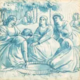 Charles Fairfax Murray, Women By The Fireplace; Women By The Well, pen and brush and blue ink each: