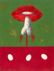 Ofelia Rodríguez, Al Alcance De La Atractiva Tentacion De Su Name Adornado De Chiles Picantes, acrylic and collage