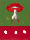 Ofelia Rodríguez, Al Alcance De La Atractiva Tentacion De Su Name Adornado De Chiles Picantes, acrylic and collage
