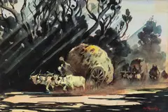 Gideon Devapriam Thyaga Raj, (i) HAYCART; (ii) OXEN DRAWN CARTS (i), gouache and watercolour each: