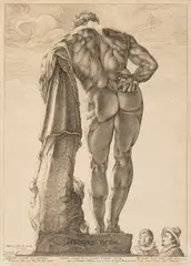 Hendrik Goltzius, Hercules Victor (Farnese Hercules), engraving on laid paper