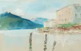 Hercules Brabazon Brabazon, Lake Como, Tremezzo, pastel on grey paper