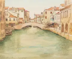 Mortimer Menpes, A Side Canal, Venice, watercolour over pencil