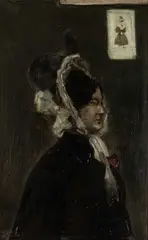 William Rothenstein, Woman In A Black Bonnet, oil on canvas
