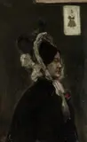 William Rothenstein, Woman In A Black Bonnet, oil on canvas