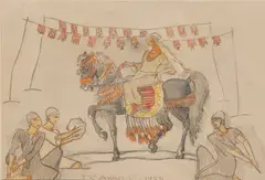 Ragheb Ayad, The Horse Dance, pen and ink on paper image:17