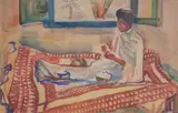 Mohammed Naghi, The Ethiopian Embroideress, watercolour on paper image:
