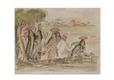 Ragheb Ayad, Village Scene, pen and ink and watercolour on paper image: