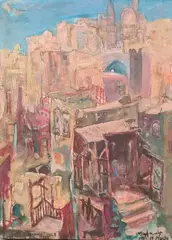 Hamid Nada, Street Scene, Cairo, gouache on paper image: