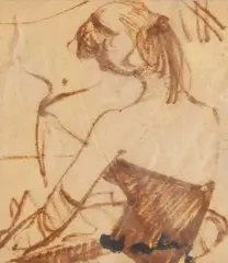 Adham Wanly, The Dancer With The Long Gloves, watercolour on paper image:10 x