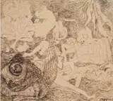 Abdel Hadi Al Gazzar, Women With Nets, ink on paper image: