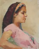 Ahmed Sabry, Portrait Of Ghalia, oil on canvas board image: