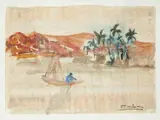 Tahia Halim, Sailing On The Nile, gouache on paper image:
