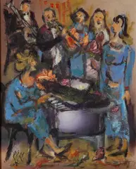 Mariam A. Aleem, The Musicians, oil on board image: