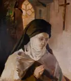 Sabry Helmy Ragheb, Woman Praying, oil on canvas image: