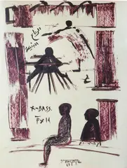 Mohammed Kacimi, Figure Studies, acrylic on card image: