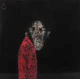 Sabhan Adam, Figure In Red, mixed media on canvas