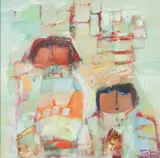 Nashaat Moudarres, Two Figures, oil and mixed media on canvas image: